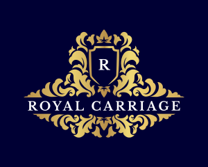 Luxury Royalty Flourish Shield  logo design