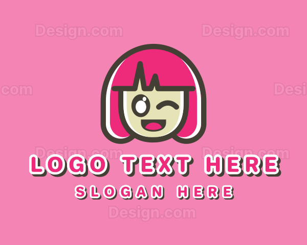 Cute Cartoon Girl Logo