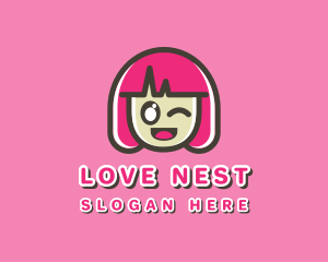 Cute Cartoon Girl Logo