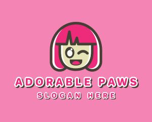 Cute Cartoon Girl logo design