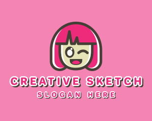 Cute Cartoon Girl logo design