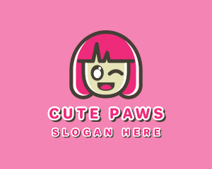 Cute Cartoon Girl logo design