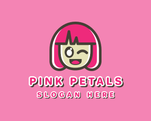 Cute Cartoon Girl logo design