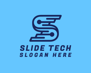 Blue Tech Letter S logo design