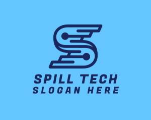 Blue Tech Letter S logo design