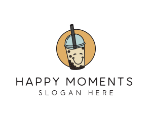 Happy Milk Bubble Tea  logo design