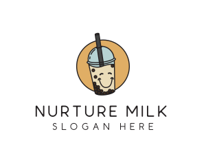 Happy Milk Bubble Tea  logo design