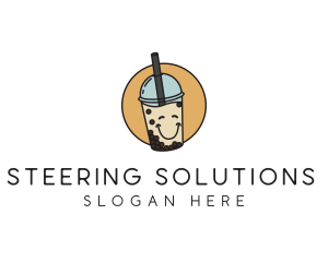 Happy Milk Bubble Tea  logo design