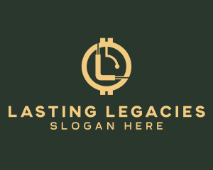 Gold Cryptocurrency Letter L logo design