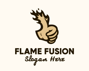 Hand Flaming Thumb logo design