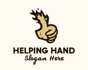 Hand Flaming Thumb logo design