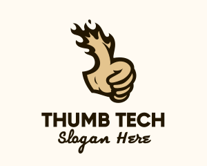 Hand Flaming Thumb logo design