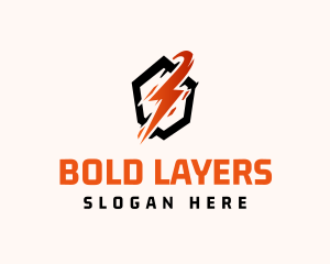 Lightning Bold Hexagon logo design