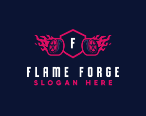 Flaming Tire Garage logo design