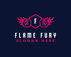 Flaming Tire Garage logo design