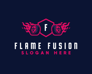 Flaming Tire Garage logo design