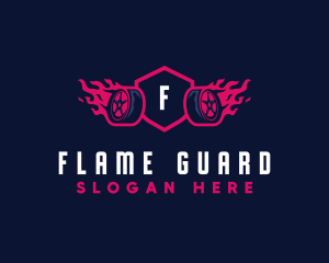 Flaming Tire Garage logo design