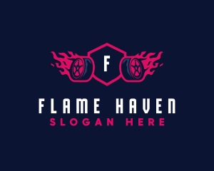 Flaming Tire Garage logo design