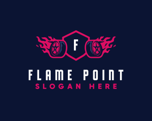 Flaming Tire Garage logo design