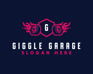 Flaming Tire Garage logo design