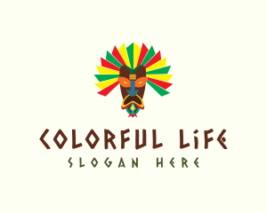 Colorful Tribal Mask  logo design