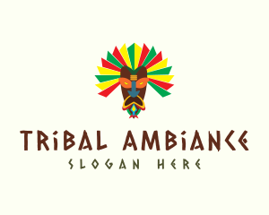 Colorful Tribal Mask  logo design