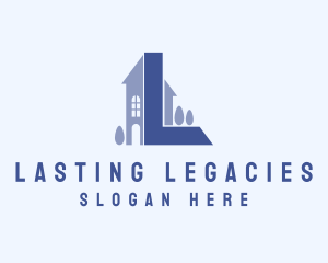 Blue Real Estate Letter L logo design