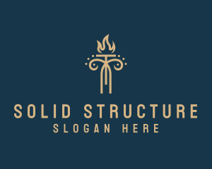 Torch Column Structure logo design