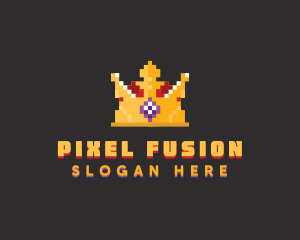 Pixelated Royal Crown logo design