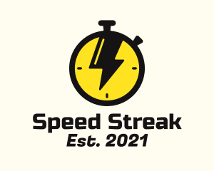 Thunder Stopwatch Time logo design