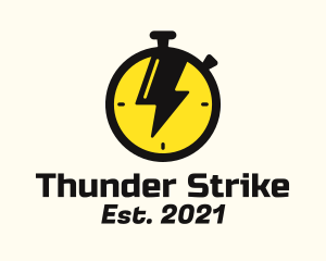 Thunder Stopwatch Time logo design