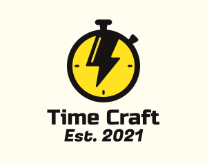 Thunder Stopwatch Time logo design