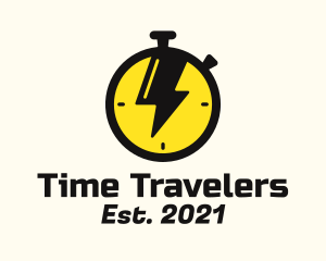 Thunder Stopwatch Time logo design