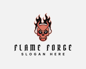 Flame Demon Skull logo design