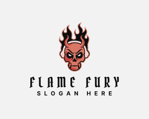 Flame Demon Skull logo design