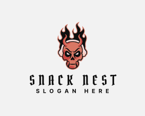 Flame Demon Skull logo design