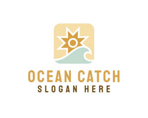 Tropical Ocean Sun Wave logo design