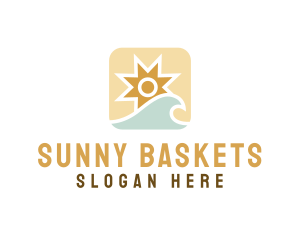 Tropical Ocean Sun Wave logo design