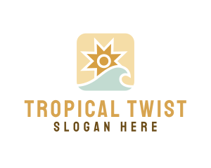 Tropical Ocean Sun Wave logo design