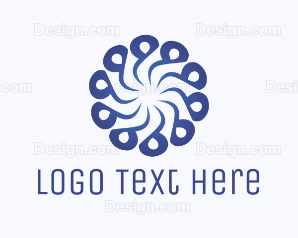 Abstract Blue Flower Swirl Logo