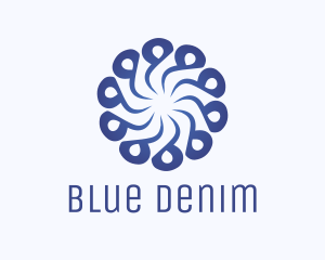 Abstract Blue Flower Swirl logo design