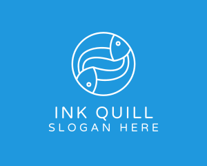 Minimalist Fish Line Art logo design