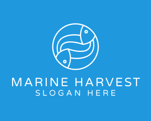 Minimalist Fish Line Art logo design