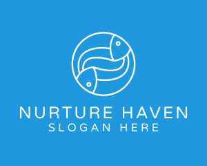 Minimalist Fish Line Art logo design