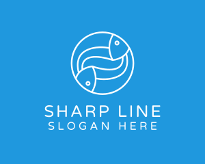 Minimalist Fish Line Art logo design