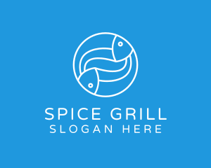 Minimalist Fish Line Art logo design