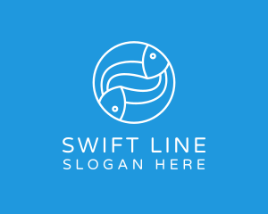 Minimalist Fish Line Art logo design