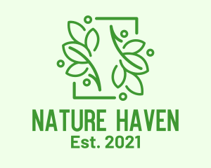 Natural Leaf Frame logo design