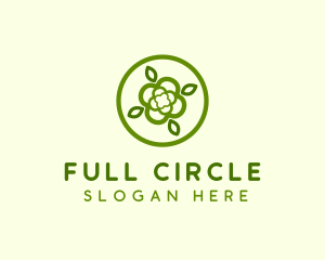 Circle Flower Leaf logo design