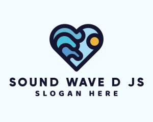 Summer Beach Waves Heart logo design